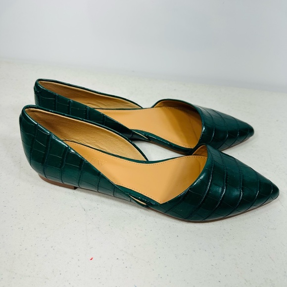 J.Crew Zoe crocodile-embossed d'Orsay flats in dark green size 5,5 - Picture 3 of 6